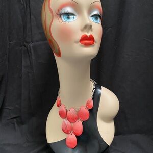 Vintage watermelon teardrop shell bib necklace